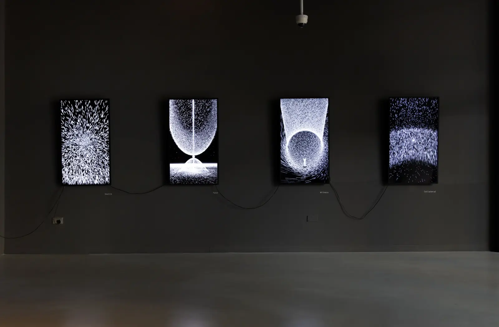Four black-and-white animated works in a row