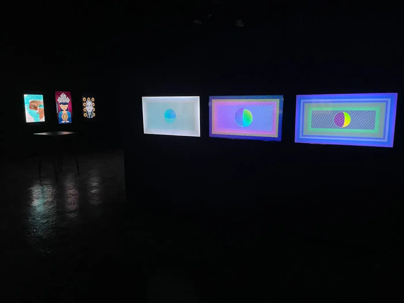 Three screens showing moon phases