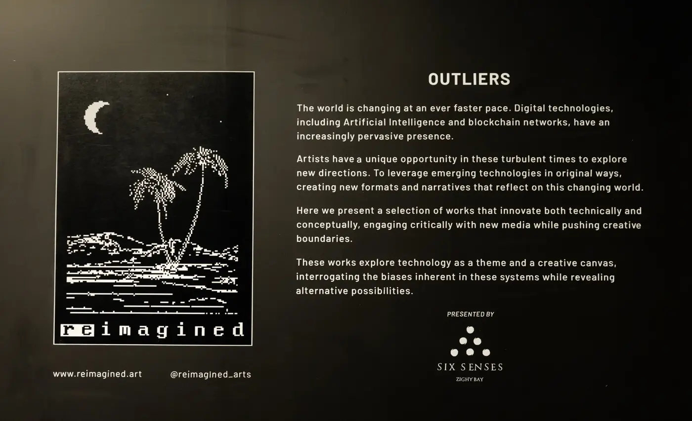 Outliers wall panel with the reimagined logo and Six Senses Zighy Bay